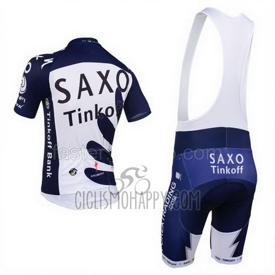 Tinkoff Saxo Bank Cycling Jersey Bib Short 2013 Short Sleeve Blue and White